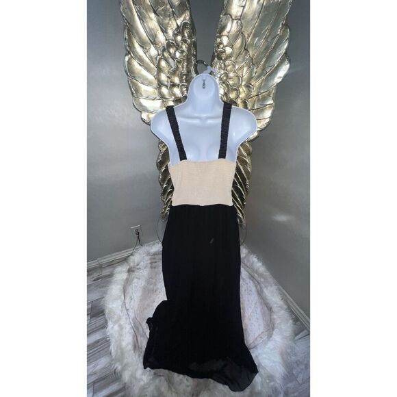 LITTLE MISTRESS Ladies Flare Dress Nude Black Cocktail Party Maxi Size 8 - Picture 6 of 16